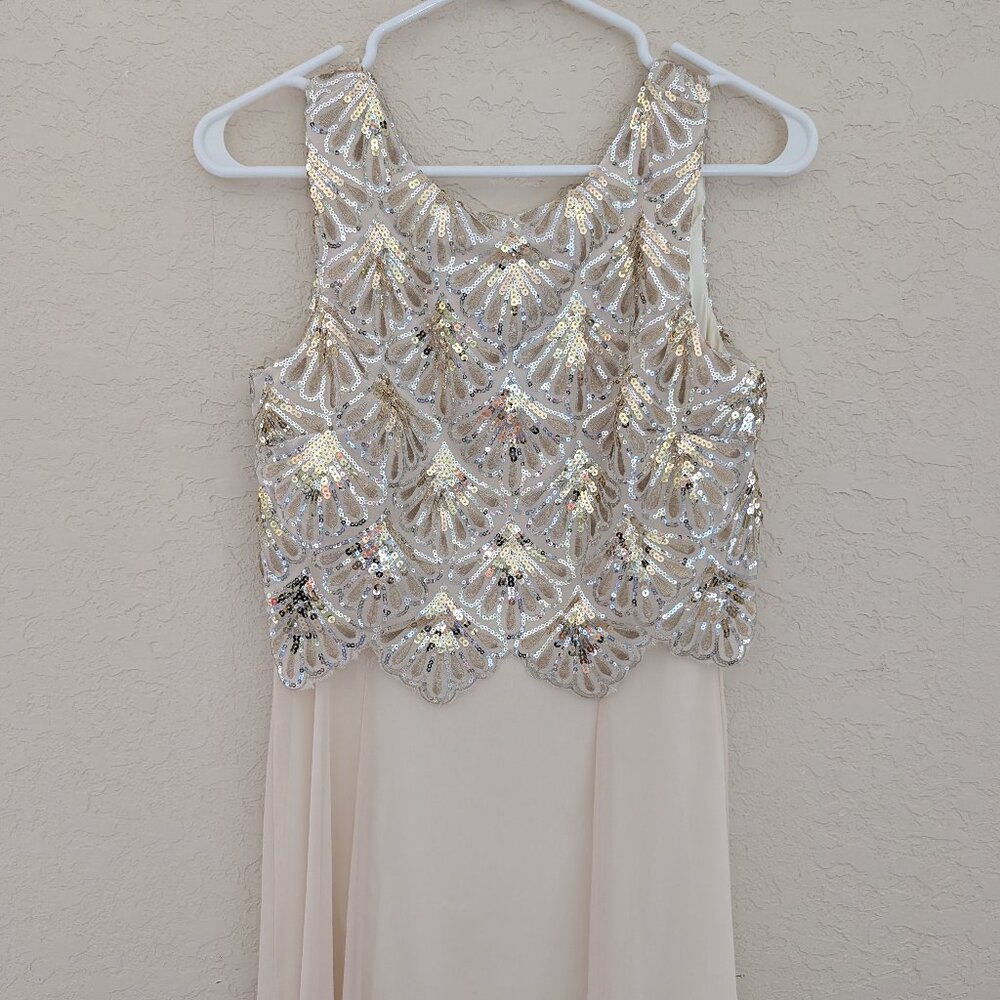 GB Gianni Bini Glam 1920's Great Gatsby Flapper Sequin Maxi Dress Size S